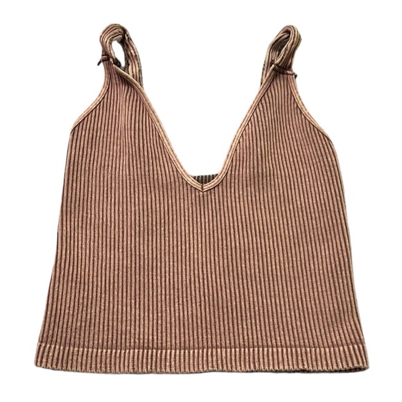 NWOT Free People Intimately Washed Seamless Crop Top XS/S Washed Brown - Picture 3 of 6
